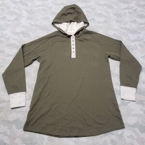 Duluth Trading Co Sweatshirt Womens‎ Large Green Hooded Outdoors Workwear